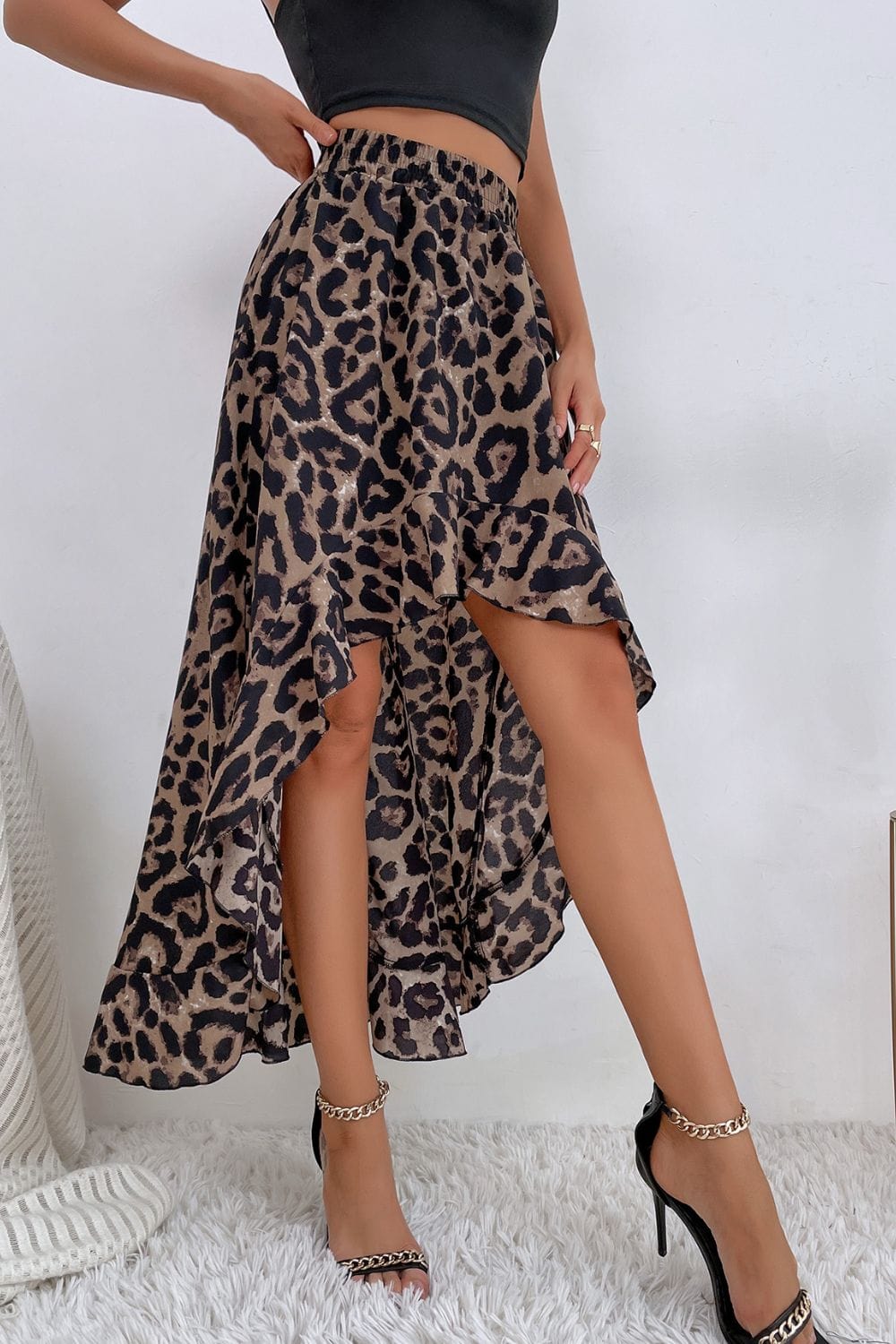 Leopard Ruffle Hem High-Low Skirt - Body By J'ne