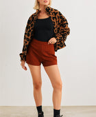 Leopard Teddy Zip-up Two Pocket Jacket - Body By J'ne