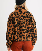 Leopard Teddy Zip-up Two Pocket Jacket - Body By J'ne