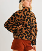 Leopard Teddy Zip-up Two Pocket Jacket - Body By J'ne