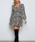 Leopard V-Neck Balloon Sleeve Dress - Body By J'ne