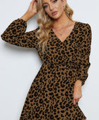 Leopard V-Neck Balloon Sleeve Dress - Body By J'ne