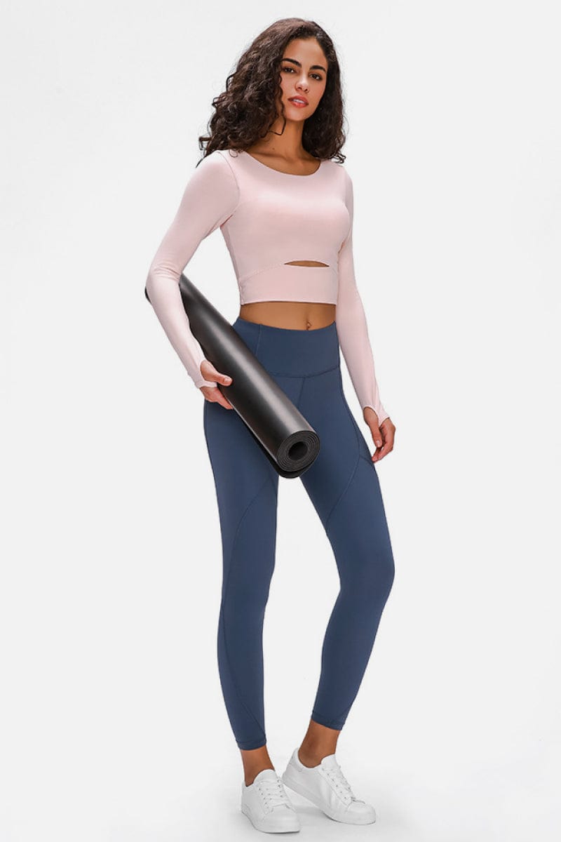 Long Sleeve Cropped Top With Sports Strap - Body By J'ne
