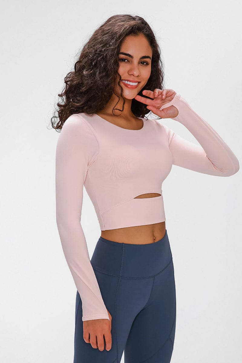 Long Sleeve Cropped Top With Sports Strap - Body By J'ne