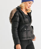 Long Sleeve Faux Fur Hood Padded Water Resistant Finish Jacket - Body By J'ne