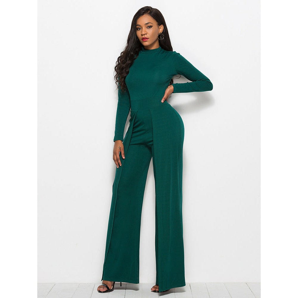 Long Sleeve Mock Neck Wide Leg Jumpsuit - Body By J'ne