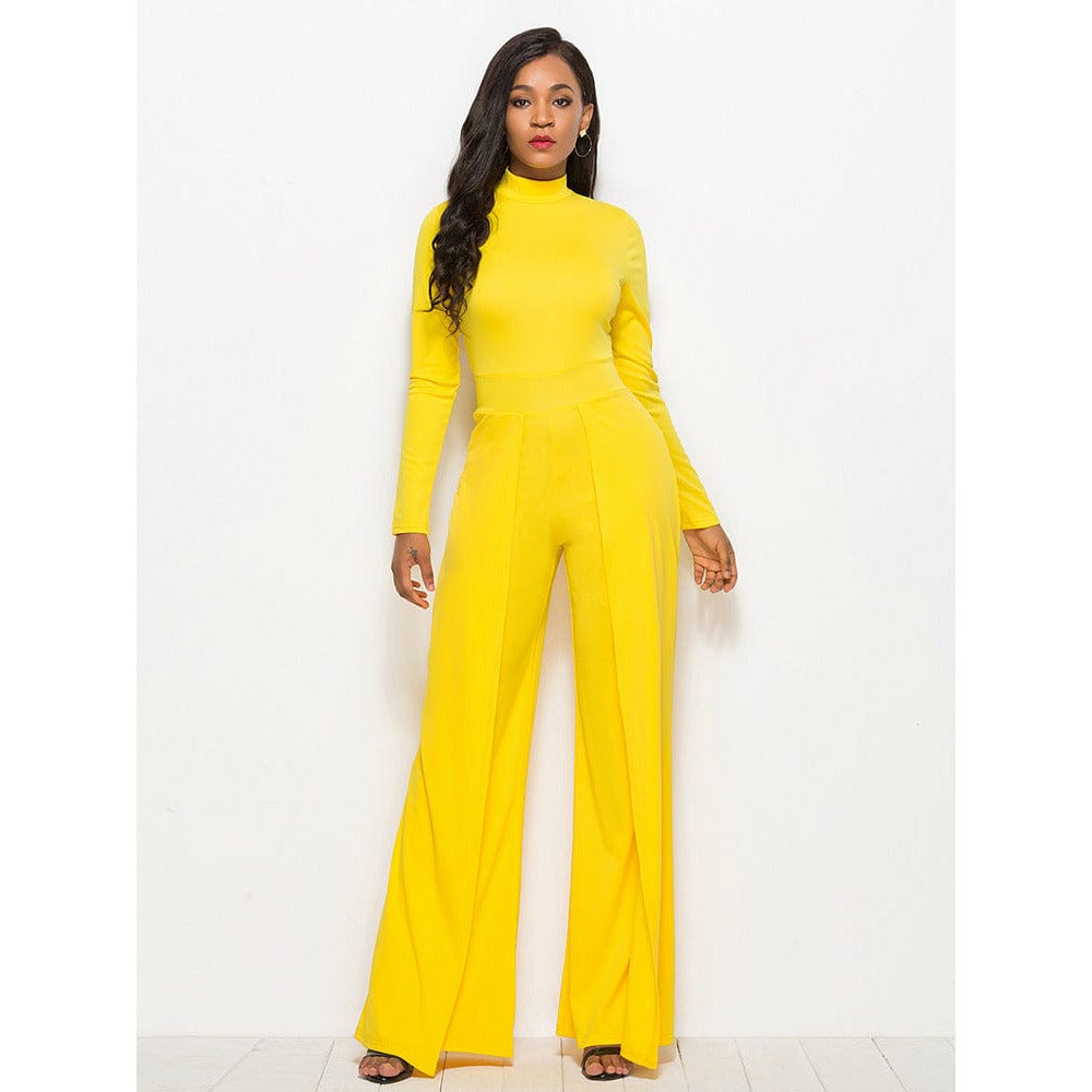 Long Sleeve Mock Neck Wide Leg Jumpsuit - Body By J'ne