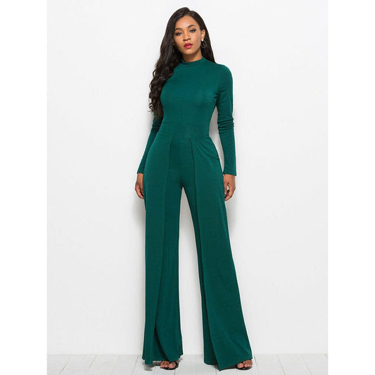 Long Sleeve Mock Neck Wide Leg Jumpsuit - Body By J'ne