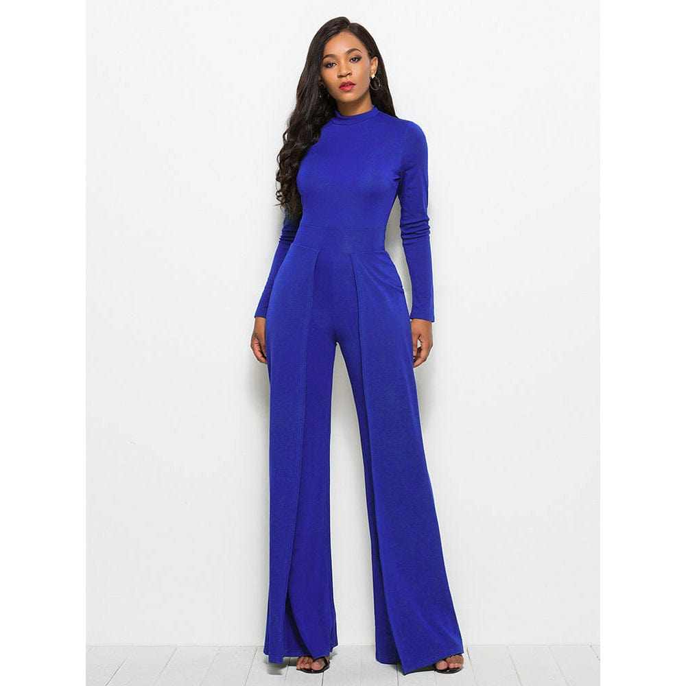 Long Sleeve Mock Neck Wide Leg Jumpsuit - Body By J'ne