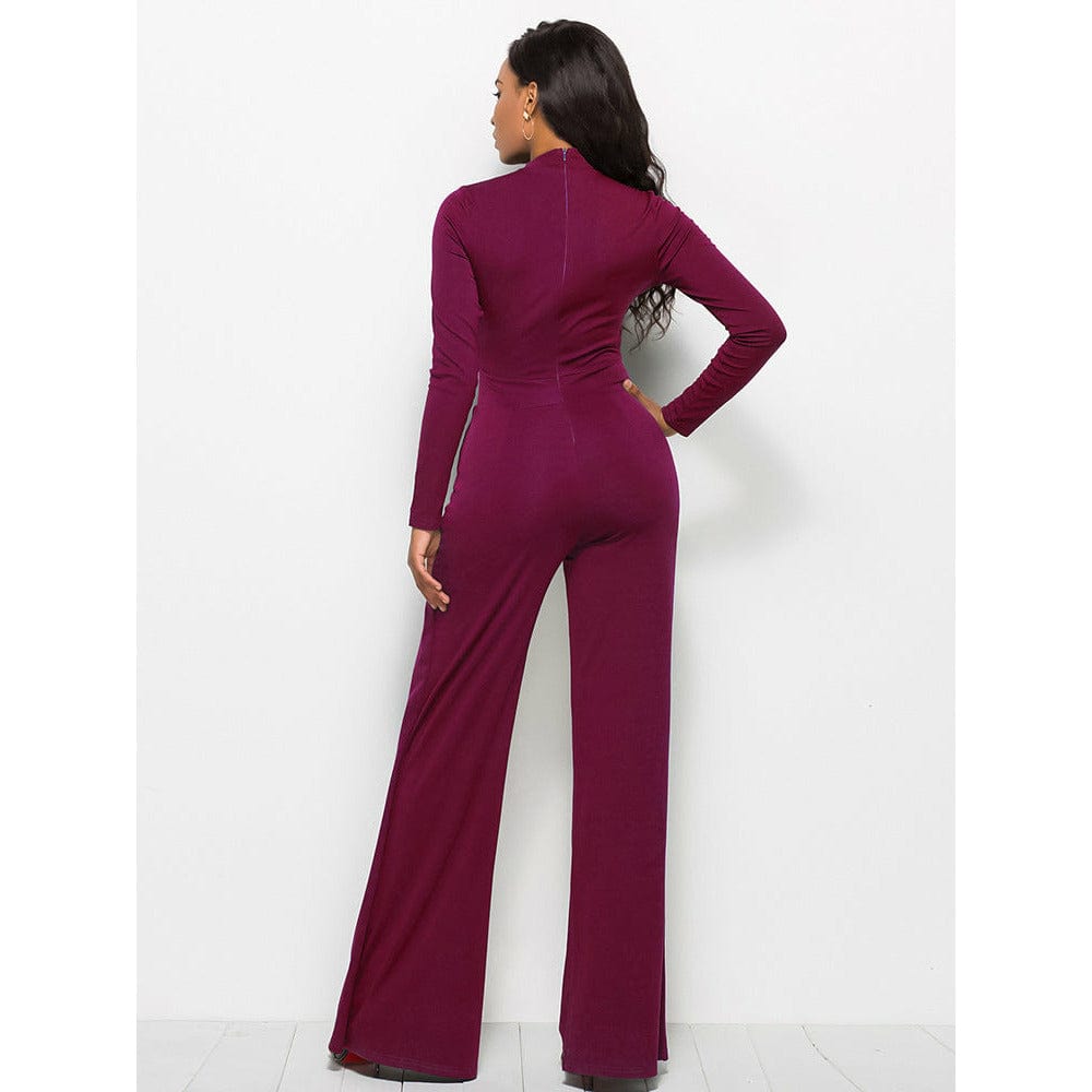 Long Sleeve Mock Neck Wide Leg Jumpsuit - Body By J'ne