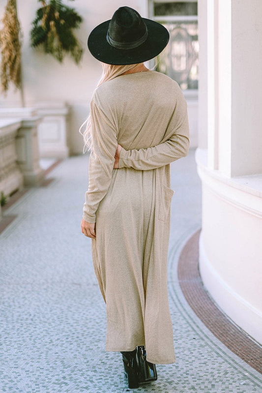 Long Sleeve Slit Cardigan with Pocket - Body By J'ne