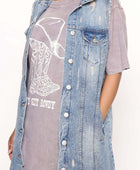 Long Sleeveless Denim Jacket - Body By J'ne