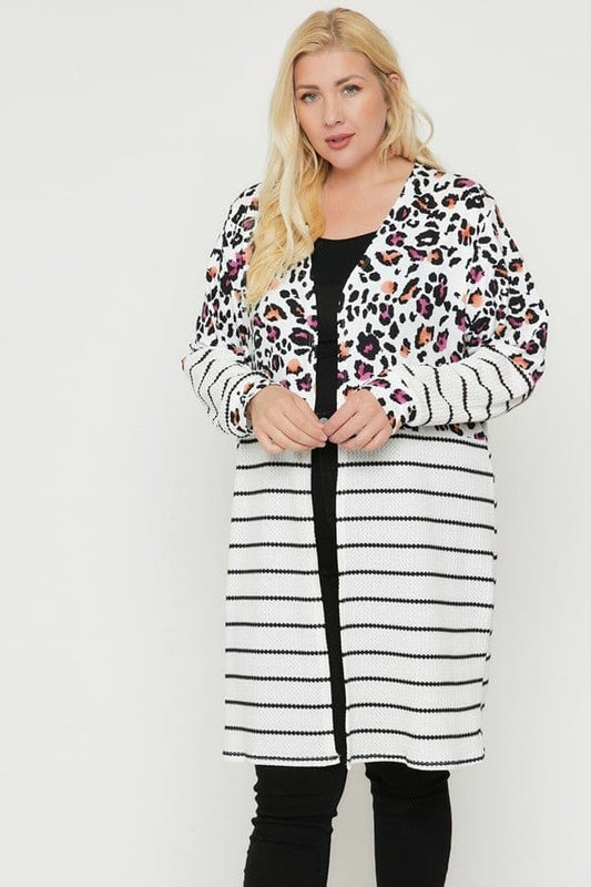 Long sleeves print-striped cardigan - Body By J'ne