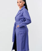 Luxe Wool Waist Tie Side Pockets Midi Length Coat - Body By J'ne
