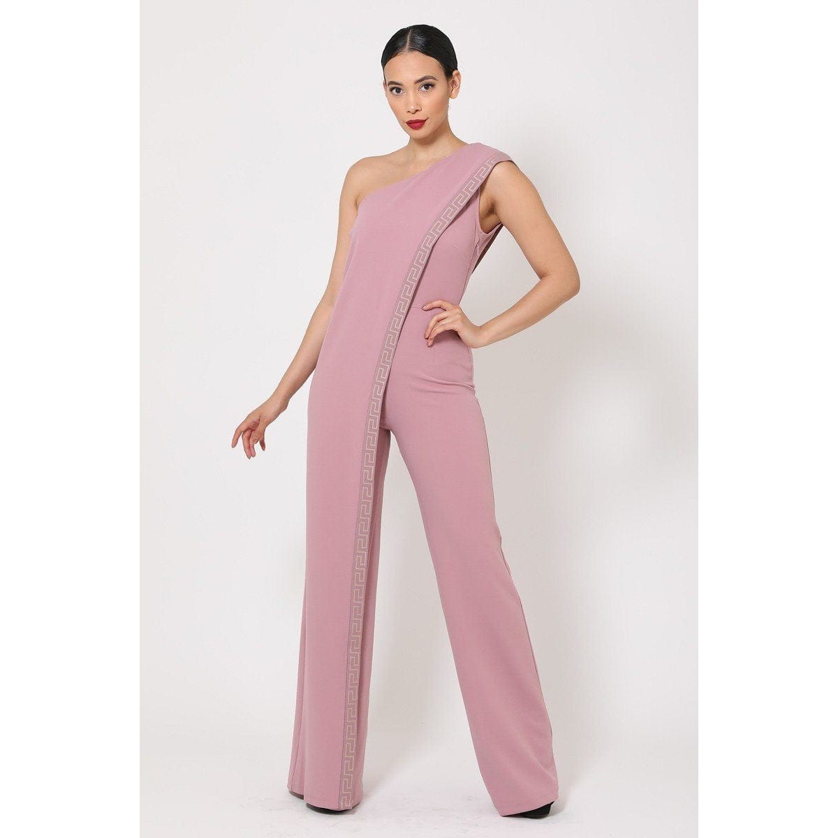 Mauva Greek Border Pattern Jumpsuit - Body By J'ne