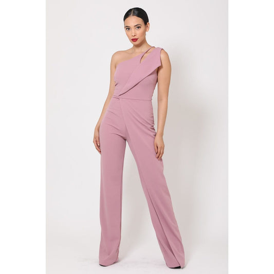 Mauve One Shoulder Jumpsuit W/ Small Opening - Body By J'ne