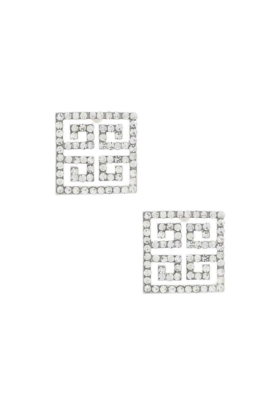 Maze Square Rhinestone Earring - Body By J'ne