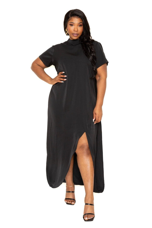 Mock neck back cape dress - Body By J'ne