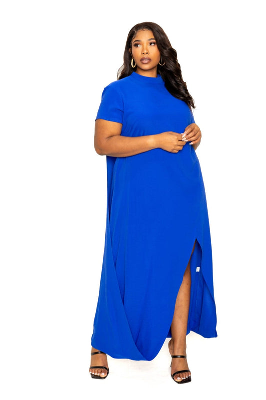 Mock neck back cape dress - Body By J'ne