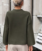 Mock Neck Dropped Shoulder Pullover Sweater - Body By J'ne