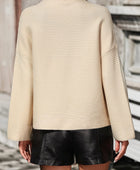 Mock Neck Dropped Shoulder Pullover Sweater - Body By J'ne