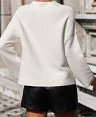 Mock Neck Dropped Shoulder Pullover Sweater - Body By J'ne