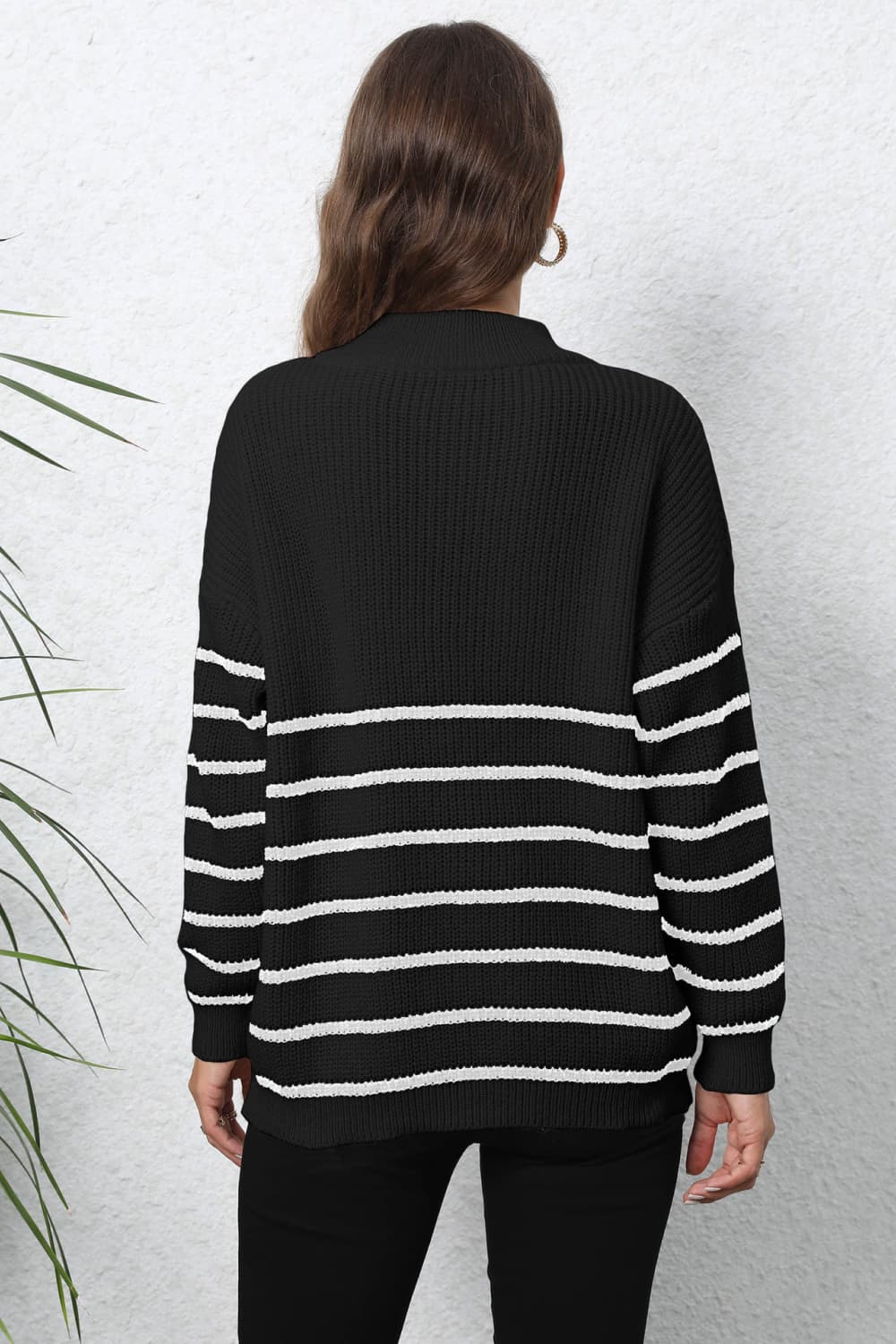 Mock Neck Long Sleeve Zip-Up Sweater - Body By J'ne