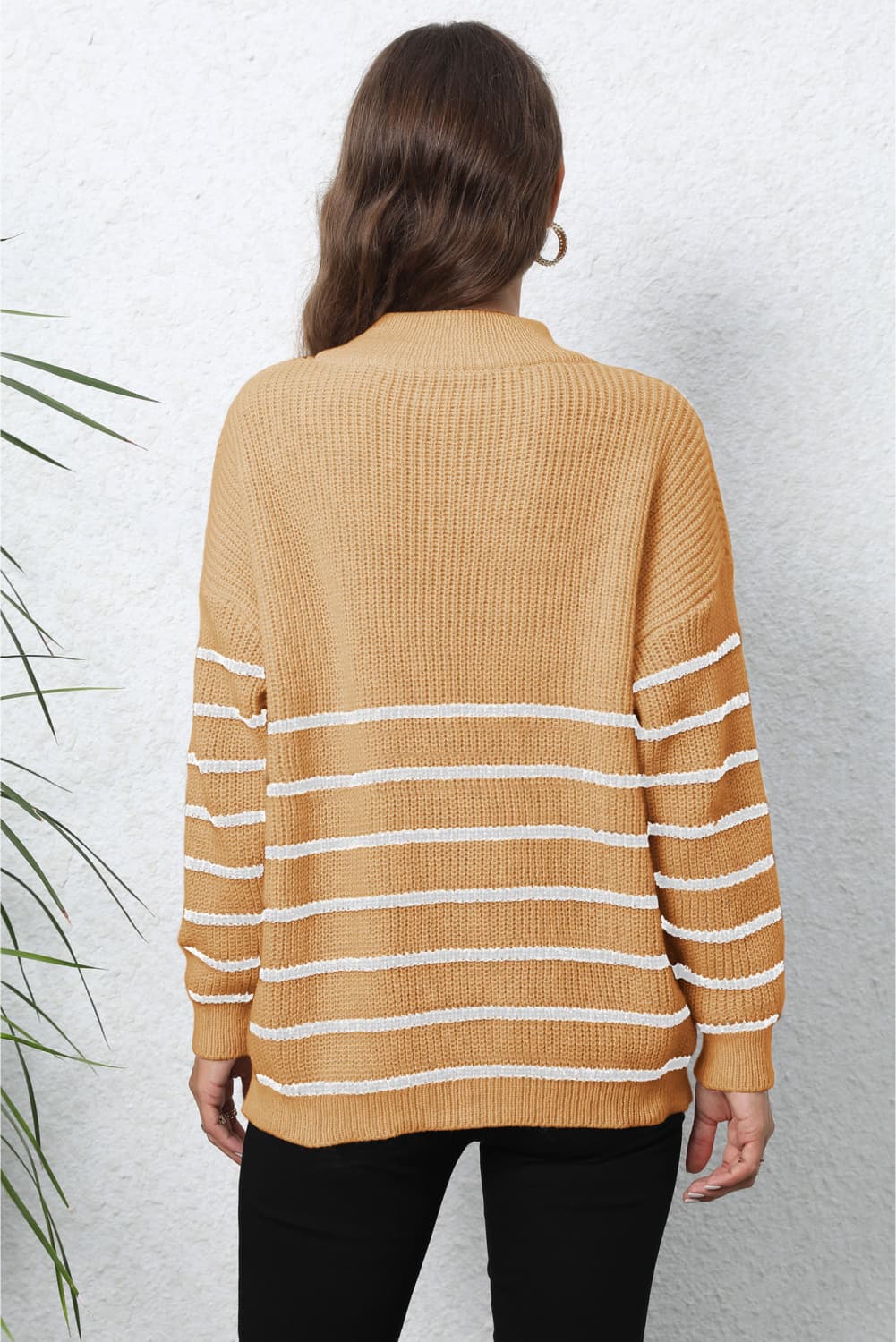 Mock Neck Long Sleeve Zip-Up Sweater - Body By J'ne