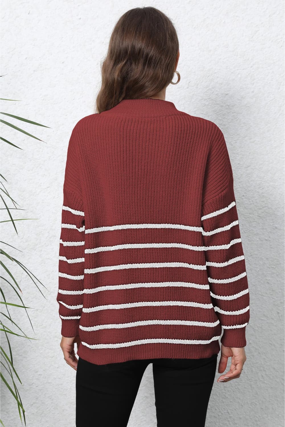 Mock Neck Long Sleeve Zip-Up Sweater - Body By J'ne