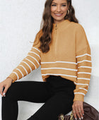 Mock Neck Long Sleeve Zip-Up Sweater - Body By J'ne