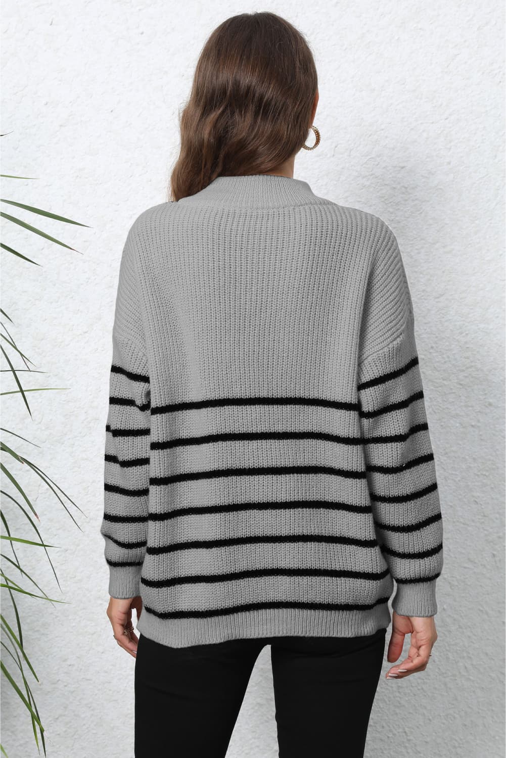 Mock Neck Long Sleeve Zip-Up Sweater - Body By J'ne