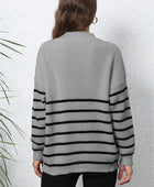 Mock Neck Long Sleeve Zip-Up Sweater - Body By J'ne