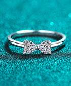 Moissanite Bow Rhodium-Plated Ring - Body By J'ne