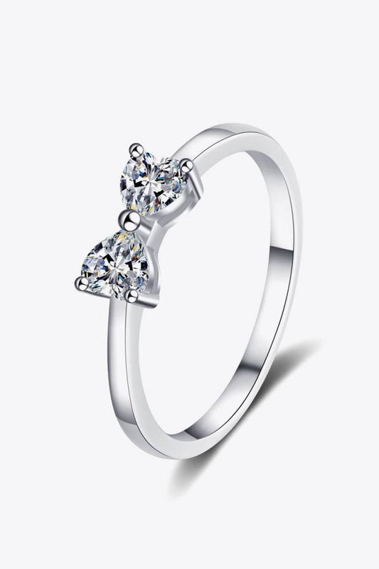 Moissanite Bow Rhodium-Plated Ring - Body By J'ne