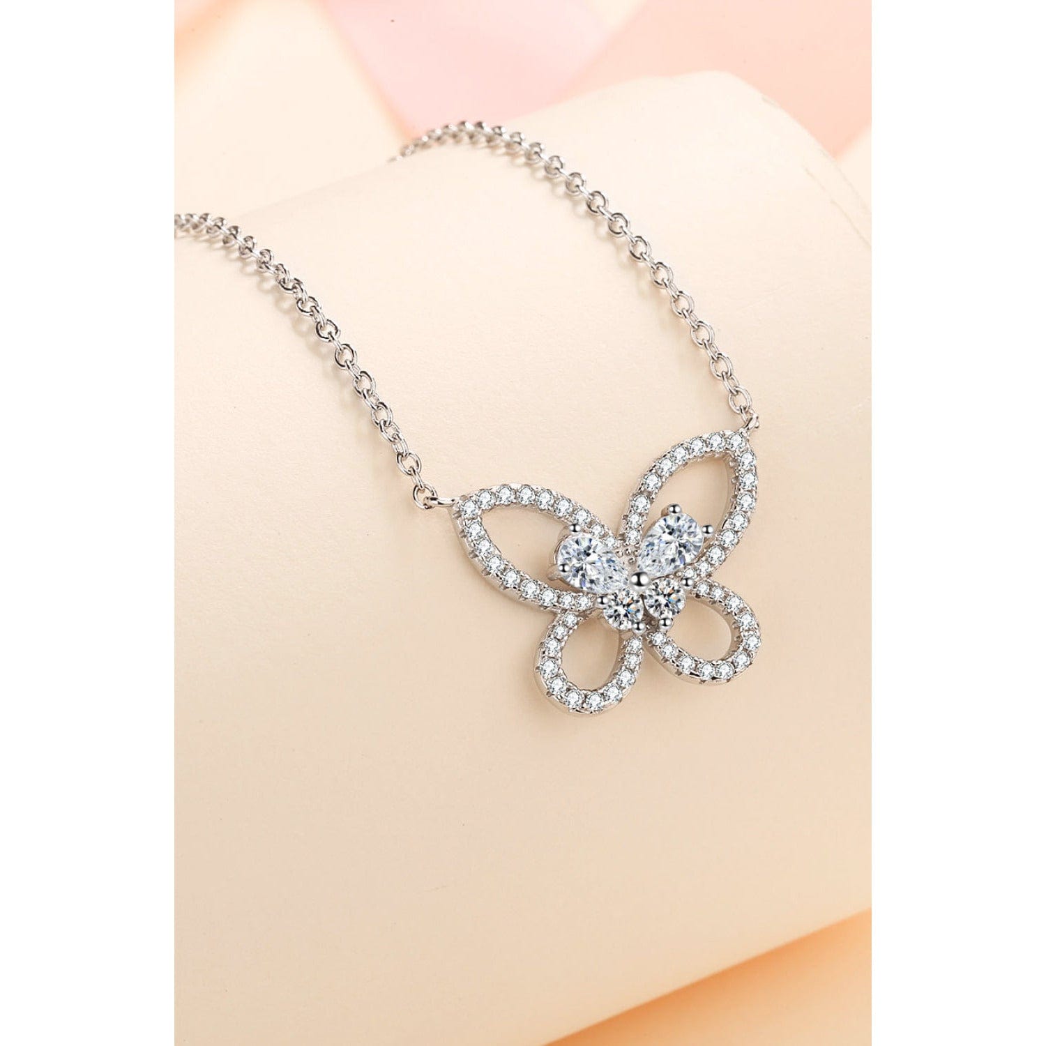 Moissanite Butterfly Pendant Necklace - Body By J'ne