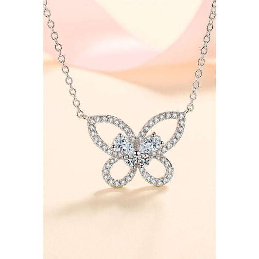 Moissanite Butterfly Pendant Necklace - Body By J'ne