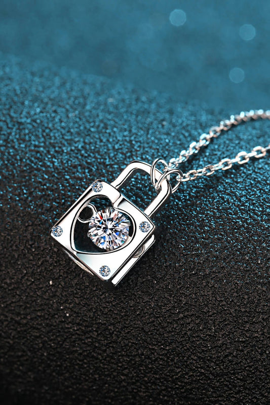 Moissanite Lock Pendant Necklace - Body By J'ne