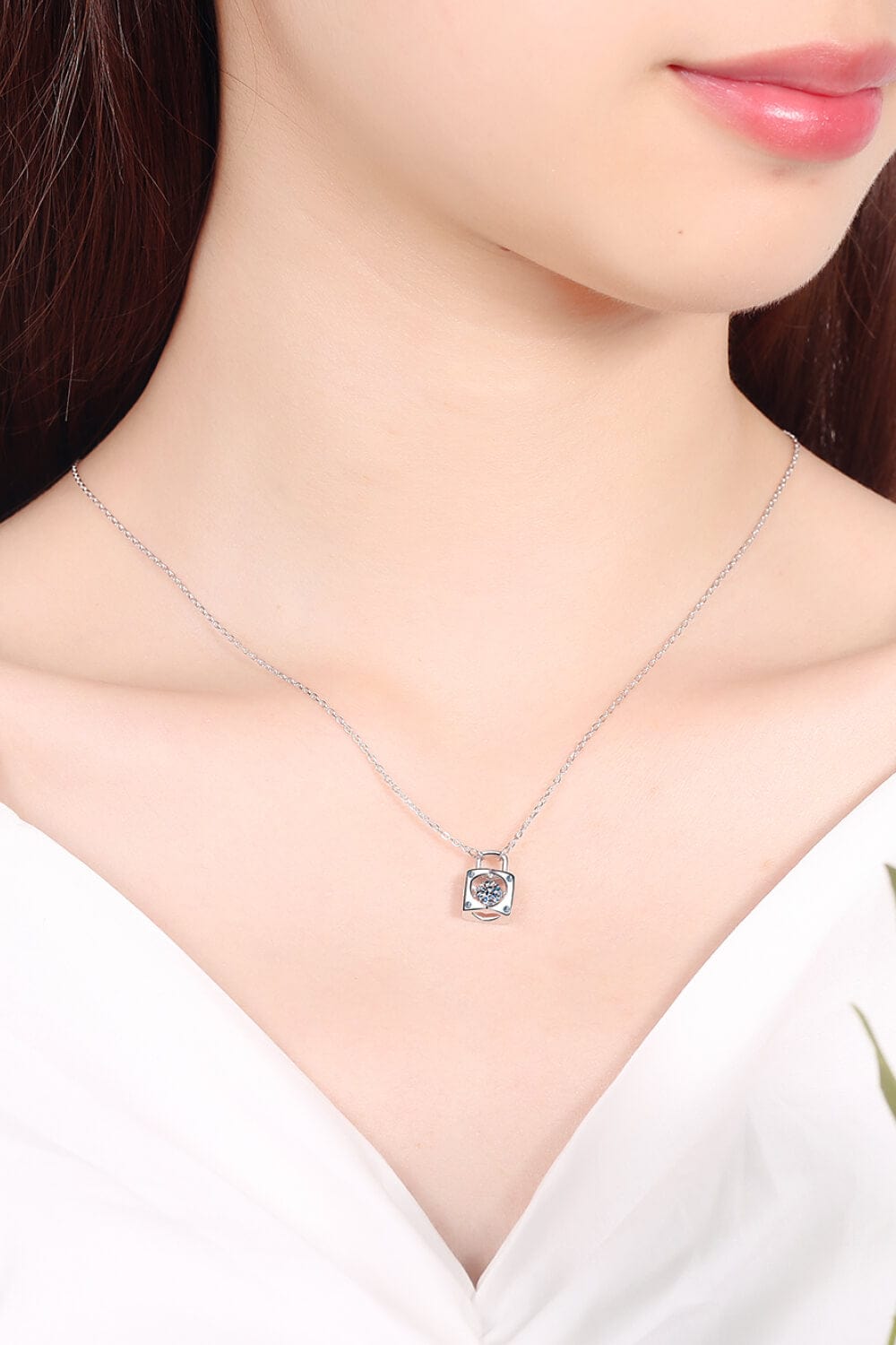 Moissanite Lock Pendant Necklace - Body By J'ne