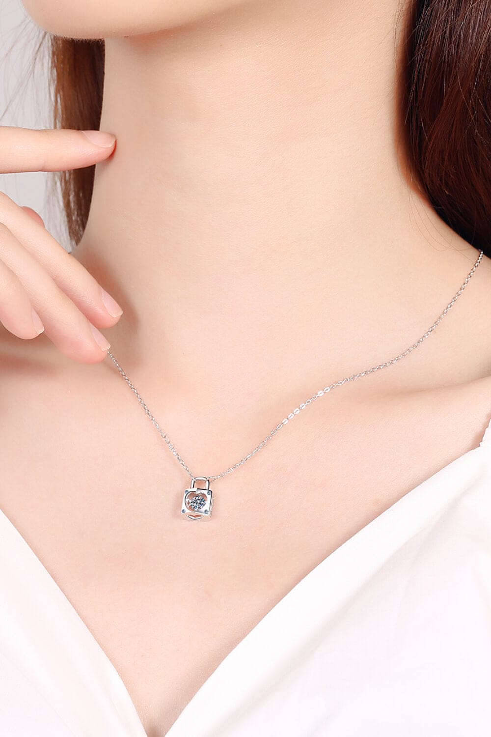 Moissanite Lock Pendant Necklace - Body By J'ne