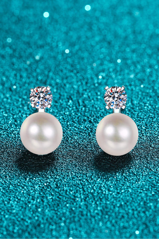 Moissanite Pearl Stud Earrings - Body By J'ne