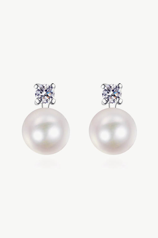 Moissanite Pearl Stud Earrings - Body By J'ne