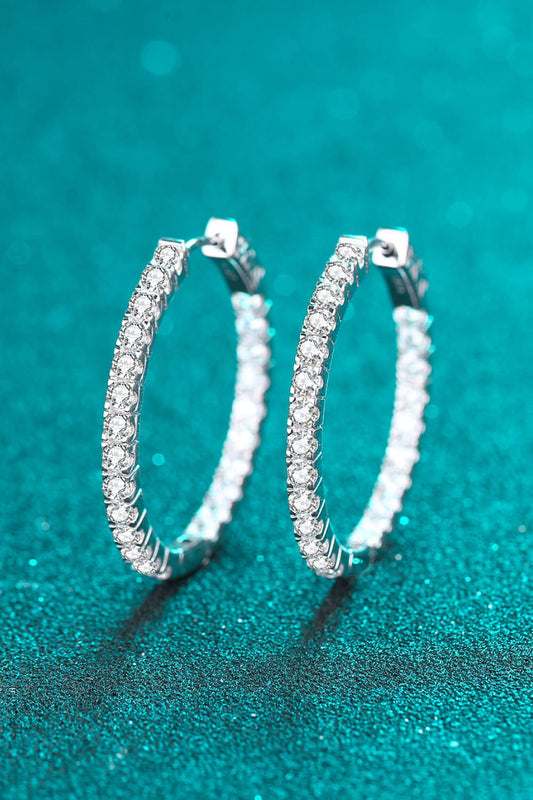 Moissanite Rhodium-Plated Hoop Earrings - Body By J'ne