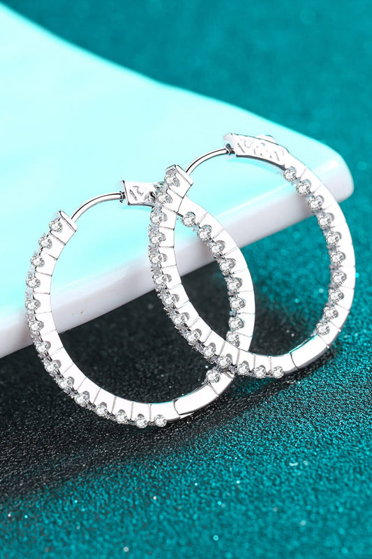 Moissanite Rhodium-Plated Hoop Earrings - Body By J'ne