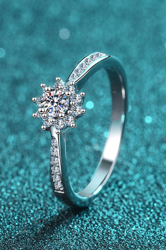 Moissanite Rhodium-Plated Snowflake Ring - Body By J'ne