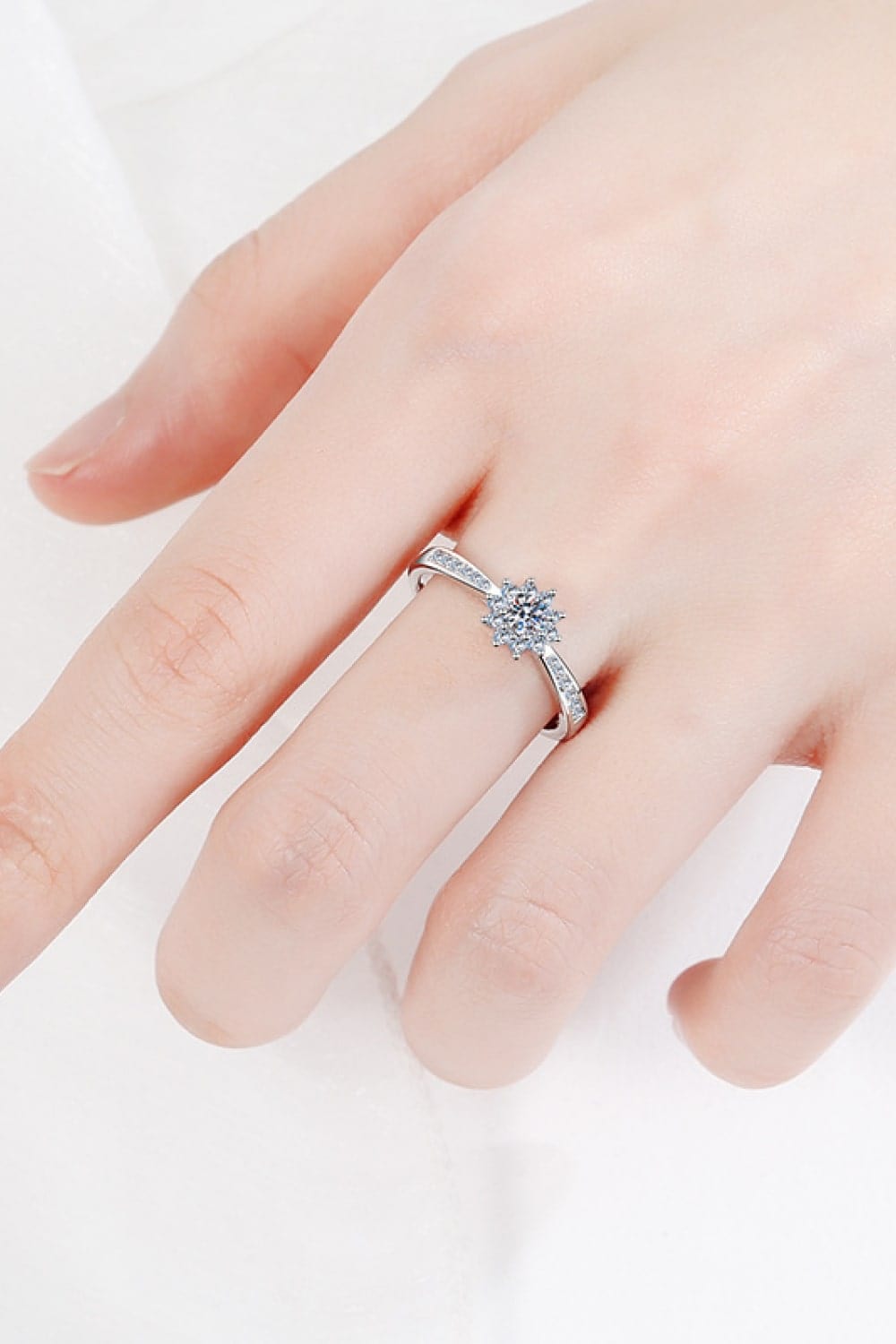 Moissanite Rhodium-Plated Snowflake Ring - Body By J'ne