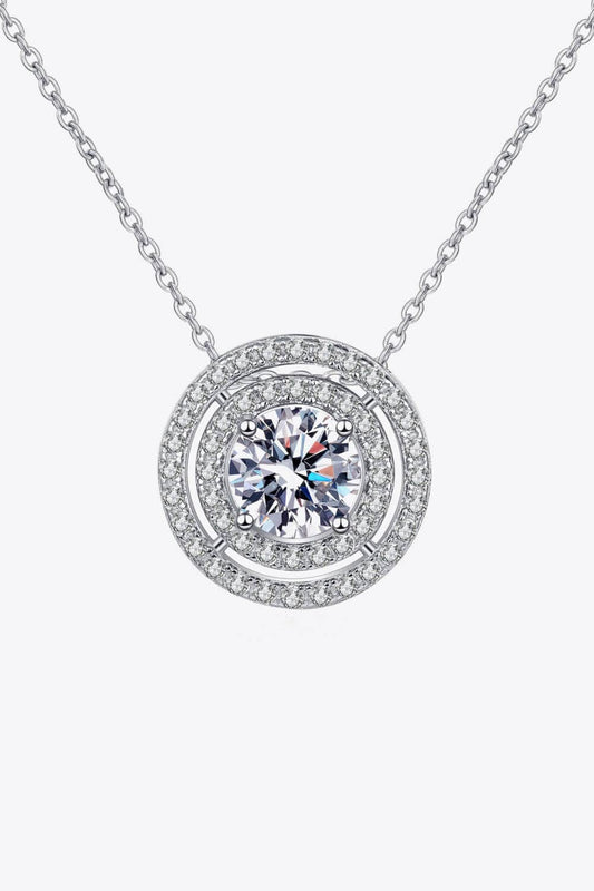 Moissanite Round Pendant Rhodium-Plated Necklace - Body By J'ne