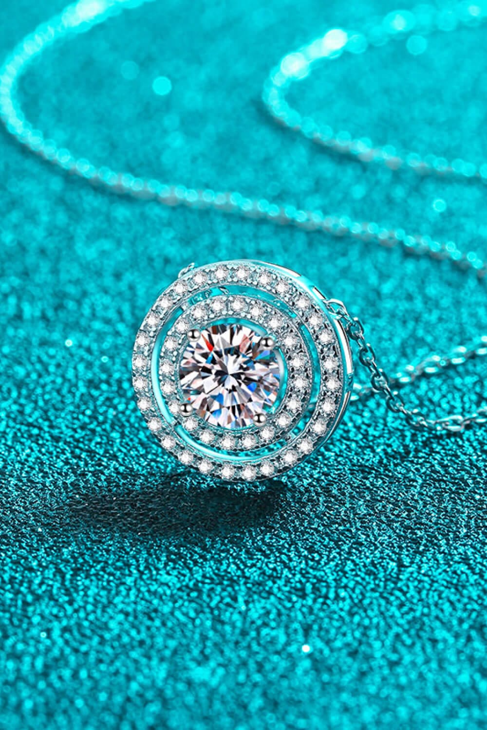 Moissanite Round Pendant Rhodium-Plated Necklace - Body By J'ne