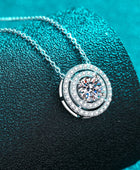 Moissanite Round Pendant Rhodium-Plated Necklace - Body By J'ne