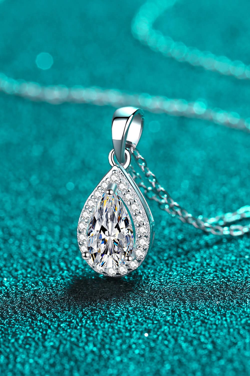 Moissanite Teardrop Pendant Necklace - Body By J'ne