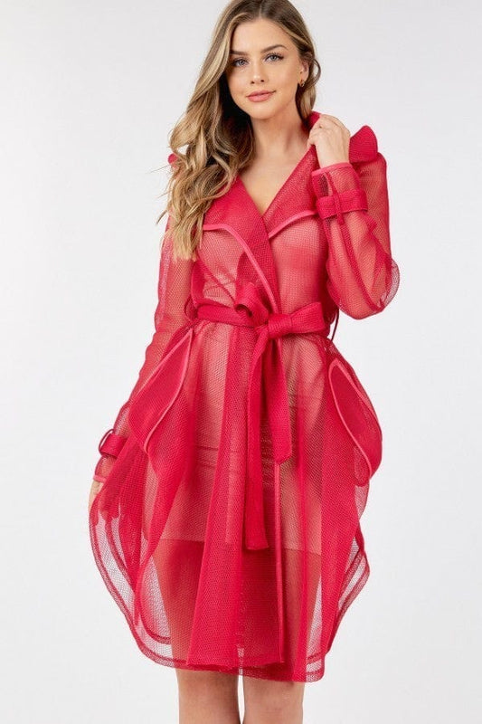 Moon Light Mesh Coat in Red - Body By J'ne